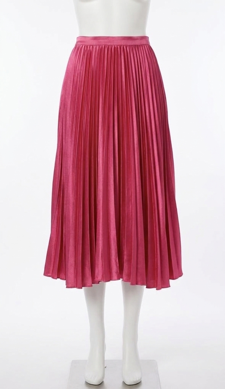NEW ENTRO party starter metallic pleated skirt in pink